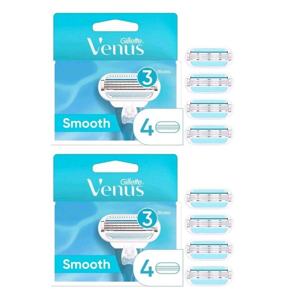 Venus Smooth Women's Razor Blade Refills - 4 Count 2 Pack - 8 Refills Total - Picture 1 of 7